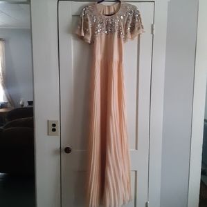 ASOS Sequin Beaded Flutter Sleeve Pleated Dress 4